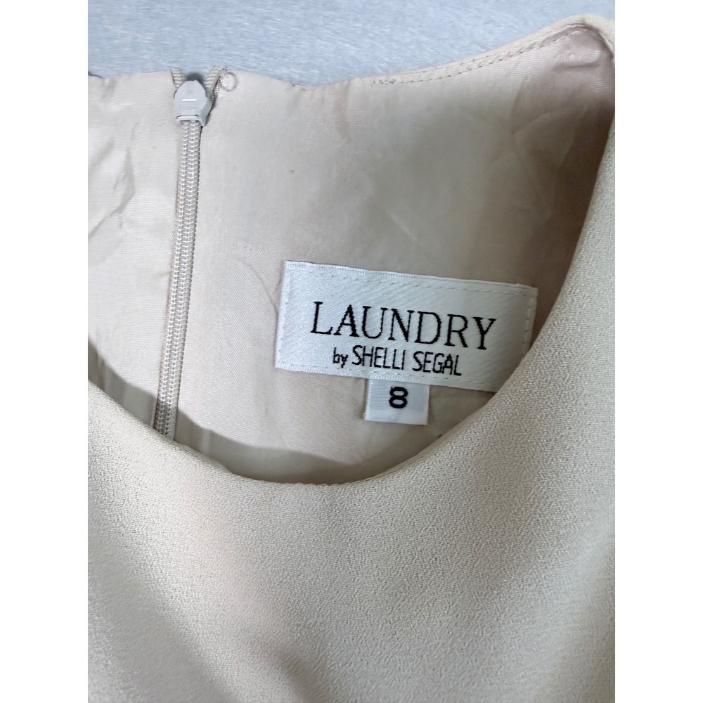 Laundry by Shelli Segal Beige Sleeveless Sheath Dress Women Size 8 Made in USA - Picture 2 of 6